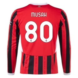 Maillot de Foot AC Milan Musah #80 2024-25 Domicile Homme Manches Longues