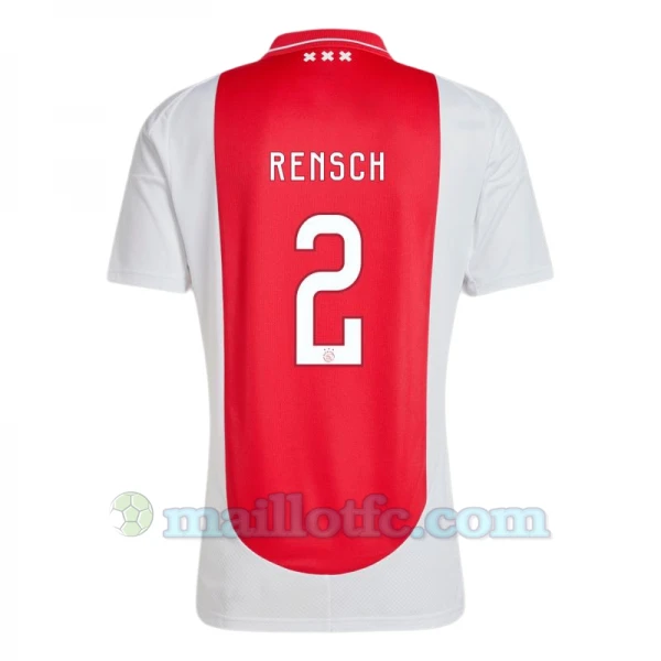 Maillot de Foot AFC Ajax Amsterdam Rensch #2 2024-25 Domicile Homme