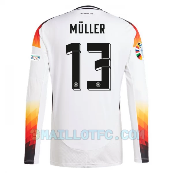 Maillot de Foot Allemagne Thomas Müller #13 Euro 2024 Domicile Homme Manches Longues