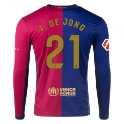 Maillot de Foot Barça F.De Jong #21 2024-25 Domicile Homme Manches Longues