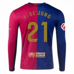 Maillot de Foot Barça Frenkie de Jong #21 2024-25 Domicile Homme Manches Longues