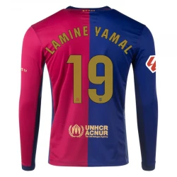 Maillot de Foot Barça Lamine Yamal #19 2024-25 Domicile Homme Manches Longues