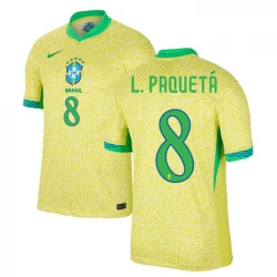 Maillot de Foot Brésil L.paqueta #8 Copa America 2024 Domicile Homme