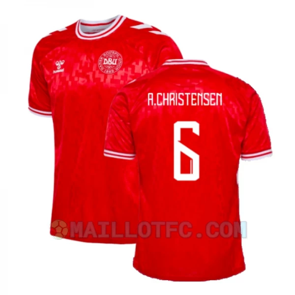 Maillot de Foot Danemark A.Christensen #6 Euro 2024 Domicile Homme
