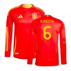 Maillot de Foot Espagne A. Iniesta #6 Euro 2024 Domicile Homme Manches Longues