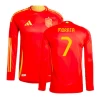 Maillot de Foot Espagne Alvaro Morata #7 Euro 2024 Domicile Homme Manches Longues