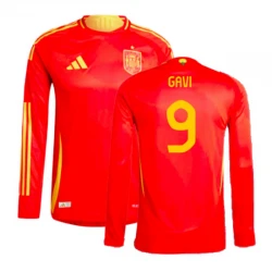 Maillot de Foot Espagne Gavi #9 Euro 2024 Domicile Homme Manches Longues