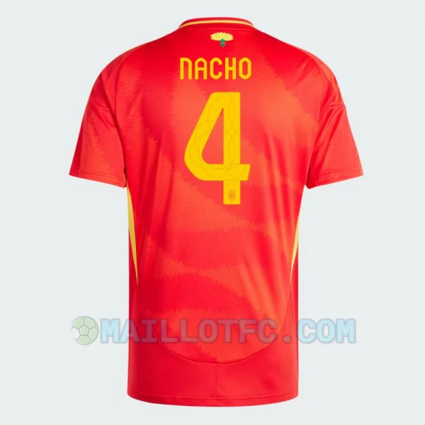 Maillot de Foot Espagne Nacho #4 Euro 2024 Domicile Homme