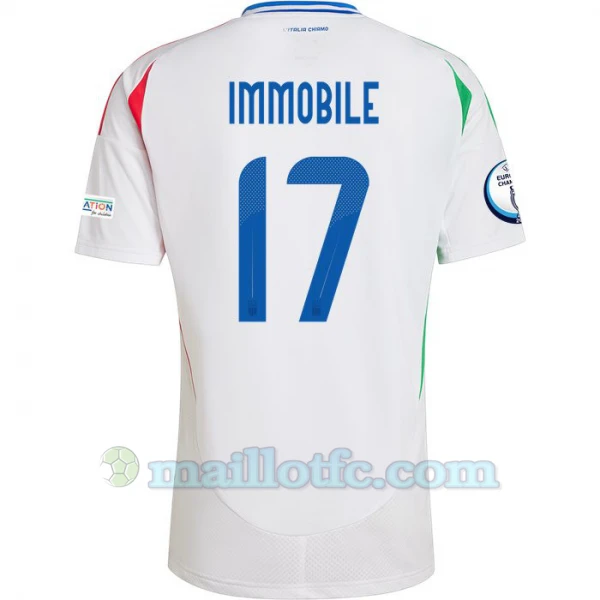 Maillot de Foot Italie Ciro Immobile #17 Euro 2024 Extérieur Homme