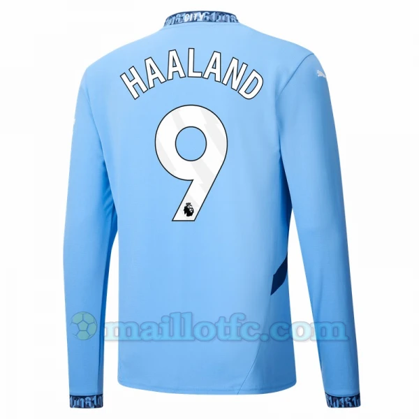 Maillot de Foot Manchester City Erling Haaland #9 2024-25 Domicile Homme Manches Longues