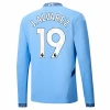 Maillot de Foot Manchester City J. Alvarez #19 2024-25 Domicile Homme Manches Longues