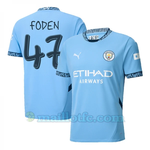 Maillot de Foot Manchester City Phil Foden #47 2024-25 UCL Domicile Homme