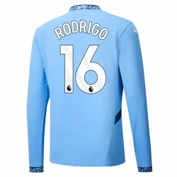 Maillot de Foot Manchester City Rodrigo #16 2024-25 Domicile Homme Manches Longues