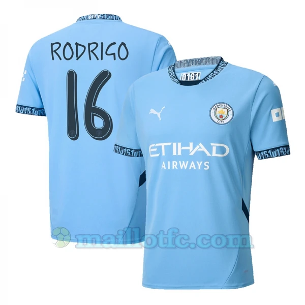 Maillot de Foot Manchester City Rodrigo #16 2024-25 UCL Domicile Homme