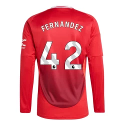 Maillot de Foot Manchester United Fernandez #42 2024-25 Domicile Homme Manches Longues