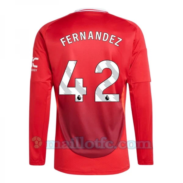 Maillot de Foot Manchester United Fernandez #42 2024-25 Domicile Homme Manches Longues