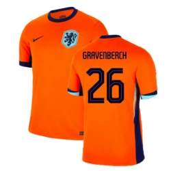 Maillot de Foot Pays-Bas Gravenberch #26 Euro 2024 Domicile Homme