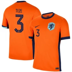 Maillot de Foot Pays-Bas Teze #3 Euro 2024 Domicile Homme