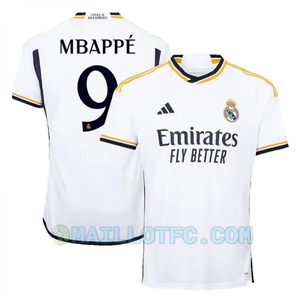 Maillot de Foot Real Madrid Kylian Mbappé #9 2023-24 Domicile Homme
