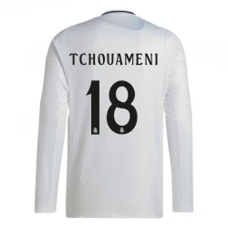 Maillot de Foot Real Madrid Tchouameni #18 2024-25 Domicile Homme Manches Longues