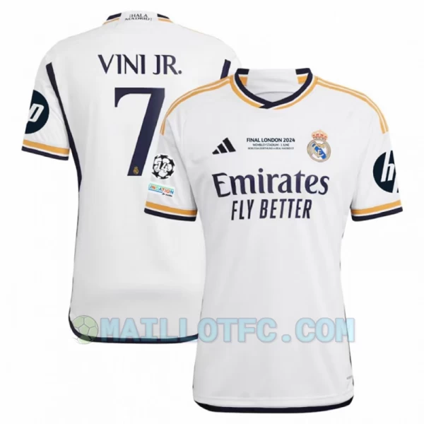 Maillot de Foot Real Madrid Vinicius Junior #7 2023-24 Final London HP Domicile Homme