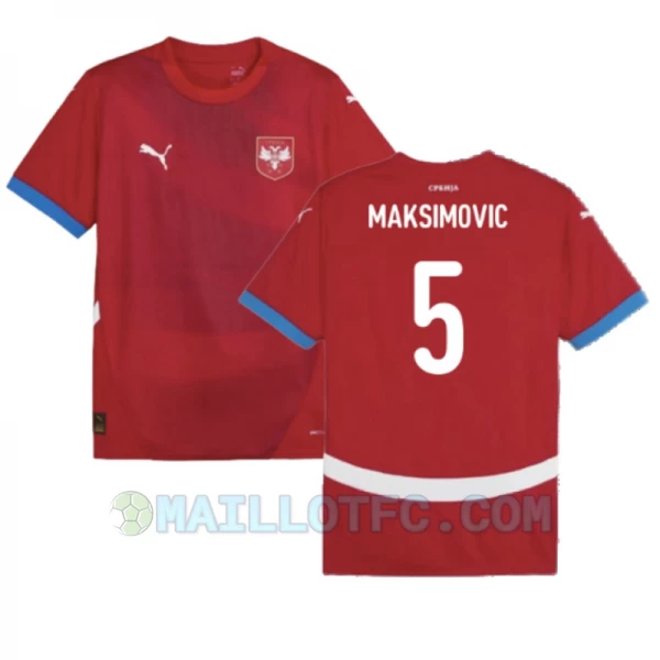 Maillot de Foot Serbie Maksimovic #5 Euro 2024 Domicile Homme