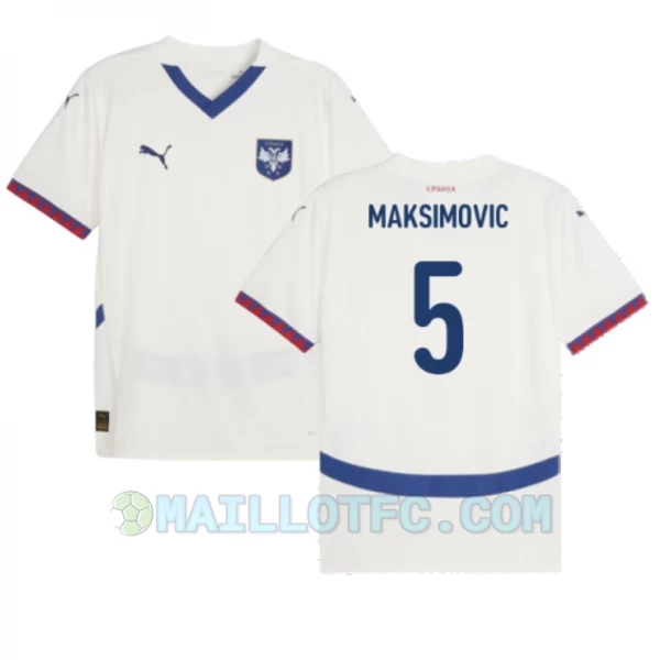 Maillot de Foot Serbie Maksimovic #5 Euro 2024 Extérieur Homme