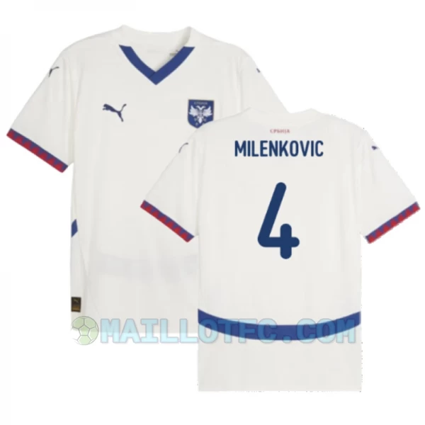 Maillot de Foot Serbie Milenkovic #4 Euro 2024 Extérieur Homme