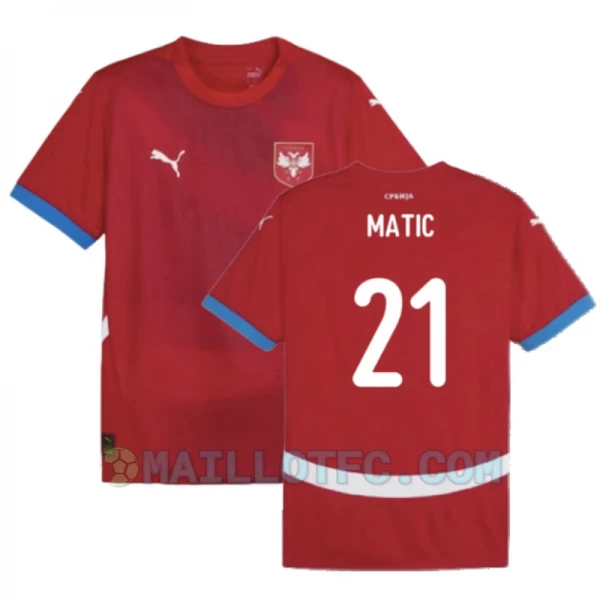 Maillot de Foot Serbie Nemanja Matić #21 Euro 2024 Domicile Homme