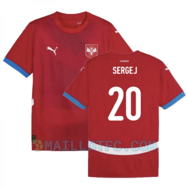 Maillot de Foot Serbie Sergej #20 Euro 2024 Domicile Homme