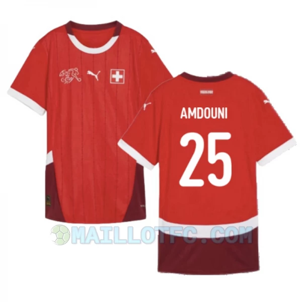 Maillot de Foot Suisse Amdouni #25 Euro 2024 Domicile Homme