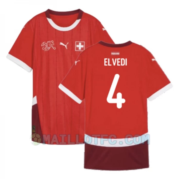 Maillot de Foot Suisse Elvedi #4 Euro 2024 Domicile Homme
