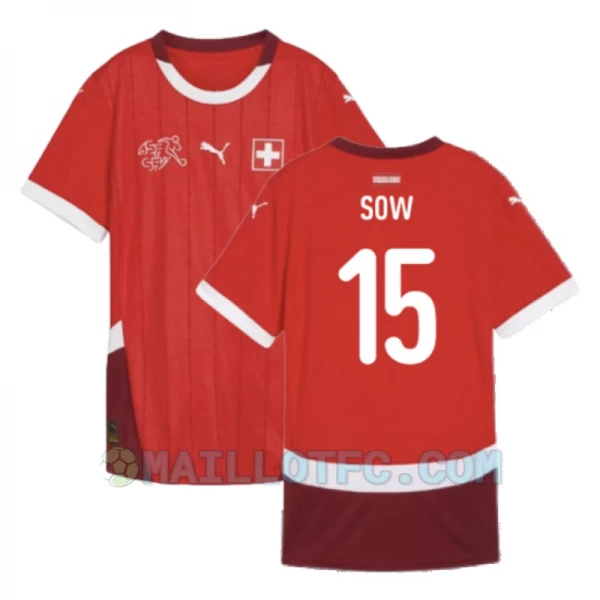 Maillot de Foot Suisse Sow #15 Euro 2024 Domicile Homme