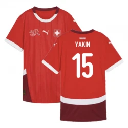 Maillot de Foot Suisse Yakin #15 Euro 2024 Domicile Homme