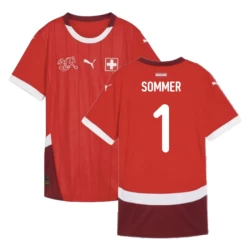 Maillot de Foot Suisse Yann Sommer #1 Euro 2024 Domicile Homme